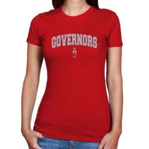Austin Peay State Governors Ladies Red Logo Arch T shirt  