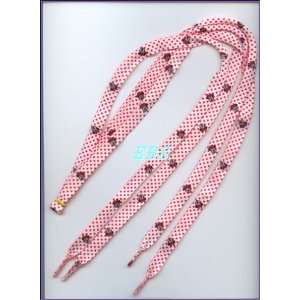  shoelace shoe lace thick white with red dot Health 