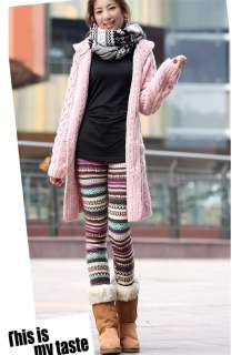   Womens Soft Knitted Warm Multi Colored Vintage Leggings Tights  