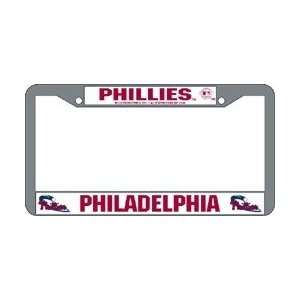   Phillies Chrome License Plate Frame With Bell Logo W/ Word Mark Logo