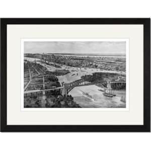   /Matted Print 17x23, East River and Hell Gate Bridge