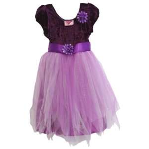   Miss Princess Purple Shimmer Floral Velour Dress Toys & Games