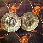 Set Of 2 Etched Silver Plates Antique Made in Iran Decorative Wall 