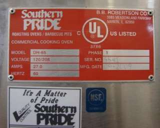 Southern Pride DH 65 Commercial Electric Smoker  