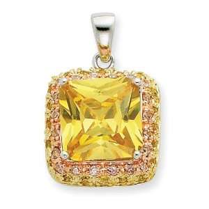  Vermeil Yellow CZ Pendant in Sterling Silver Jewelry