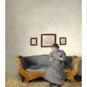 Ida Hammershoi Sitting On a Sofa by Vilhelm Hammershoi 8.88X10.00. Art 
