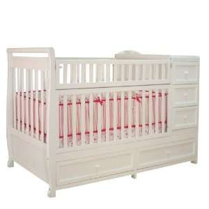 Convertible Crib with Changing Table in White Finish