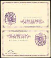 HAWAII 1883 1 Cent + 1 Cent Purple Queen Liliuokalani Unsevered Reply 