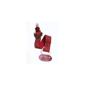  Red Swiss Dot Pacifier Clip Baby