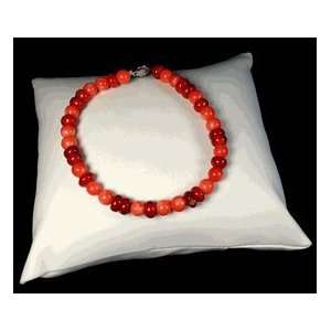  Bijoux, bracelet en corale et pierre rouge en verre faux 