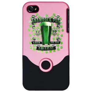 iPhone 4 or 4S Slider Case Pink Shamrock Pub Luck of the Irish 1759 St 