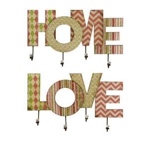   Pink Argyle Chevron Abbey Home & Love Wall Hooks