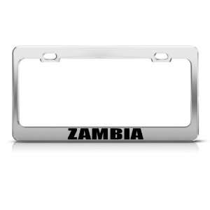  Zambia Zambian Flag Chrome Country license plate frame 