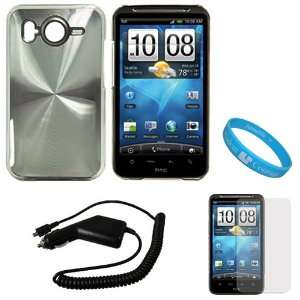  Silver Metallic Protector Snap On Case for HTC Inspire 4G 
