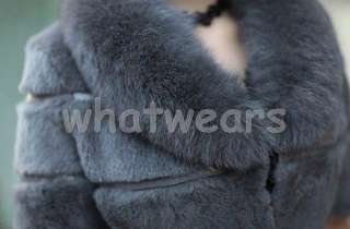 Womens Luxury Cony Fox Fur Collar Rabbit Coat/Jacket 3 Colors 5 Sizes 