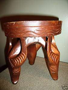 LONGHORN STEER HAND CARVED STOOL ONE PIECE RARE & COOL  