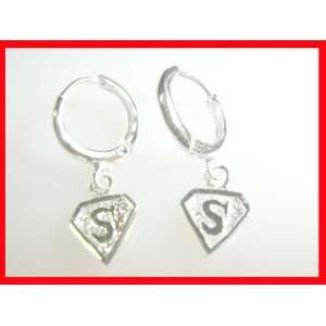   Superman Hoop Earrings Sterling Silver #948 Arts, Crafts & Sewing