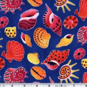   Around Seashells Royal Fabric By The Yard Arts, Crafts & Sewing
