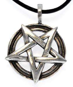 INVERTED PENTAGRAM Pewter Pendant Leather NECKLACE CORD  