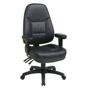   Ergonomic High Back Eco Leather Chair in Black with Adjustable Home