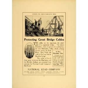  1909 National Lead Co. Manhattan Bridge Cables NYC Ad 