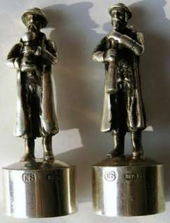  Russian pair silver Jewish Rabbi figurines/wine bottle stopper cork