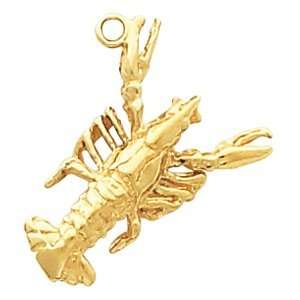  23.00X14.00 Mm 14K Yellow Gold Crawfish Charm Jewelry