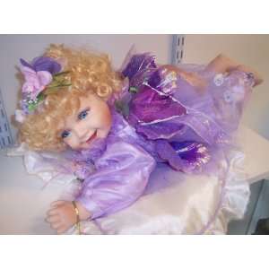   Porcelain Collector Doll   Fairy   Crawling   Purple 