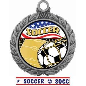  Soccer Medal With Americana Insert M 8501 SILVER MEDAL 