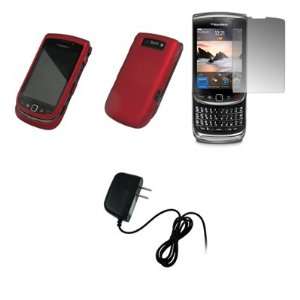  Red Rubberized Snap On Cover Case + Screen Protector 