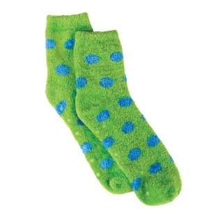  Red Carpet Studios Spa Socks, Lime Green and Blue Polka Dot 