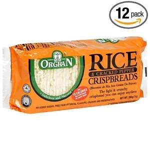 OrgraN Rice & Cracked Pepper Crispbreads, 7 Ounce Packages (Pack of 12 