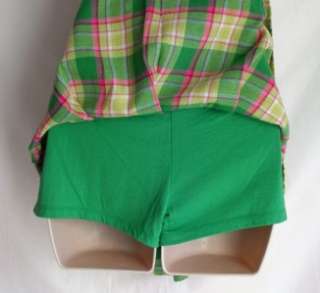   & Green Plaid Flannel Pleated Scooter Skirt Skort   Sz L (14)  