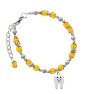 Tooth Yellow Czech Glass Beaded Charm Bracelet [Jewelry]