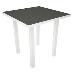   European Square Counter Dining Table   Slate Grey with White Frame