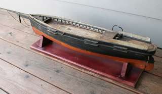 ANTIQUE Wooden Wood Model Sail Boat Sailing Schooner Ship Hull  