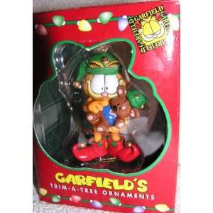 Garfield Dressed as Elf with Pooky Christmas Ornament 1996 