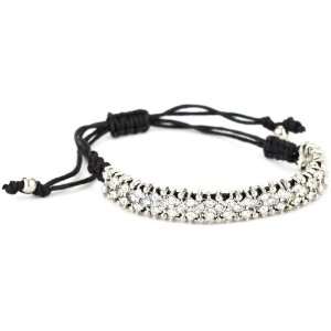  RAIN Rope Silver and Crystal on Black String Bracelet 