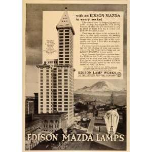   Ad Edison Mazda Lamp L. C. Smith Tower Seattle GE   Original Print Ad
