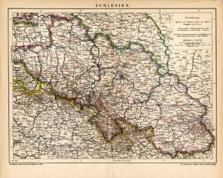Antique Map SILESIA SCHLESIEN GERMANY Meyers 1895  