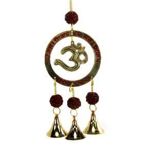 Hindu OM Symbol with Rudraksha Seed Wind Chime with 3 Bells, 10  Long
