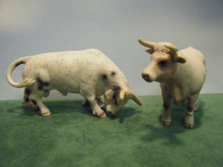 SCHLEICH RETIRED RODEO BULL #13613 & CHAROLAIS COW #13610 SET OF 2 