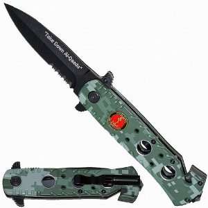  3.75 Tiger USA Military & Power Spring Assisted Rescue Knife 