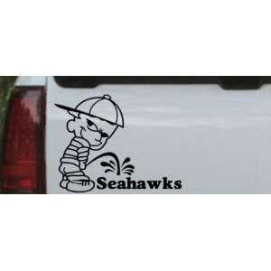 Pee on Seahawks Car Window Wall Laptop Decal Sticker    Black 14in X 