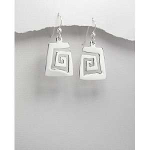  Square Spiral Sterling Silver Earrings 