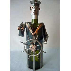   with Ships Wheel Sculpture Steel Wine Bottle Holder