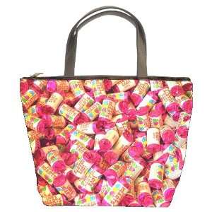 New Custom Black Leather Bucket Bag Handbag Purse 3D Image Sweet Candy 