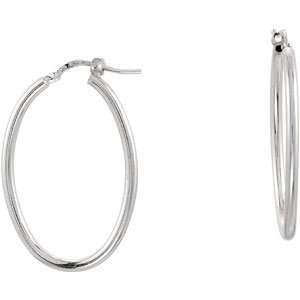  Sterling Silver 24.00X34.00 Mm Oval Tube earrings Jewelry