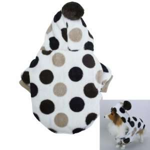  Hooded Dog Fluffy Coat Jacket w/ Dots   Size M Pet 