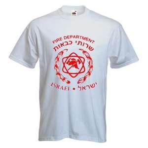  Israel Fire Department Emblem T shirt Hebrew Shirt M 
